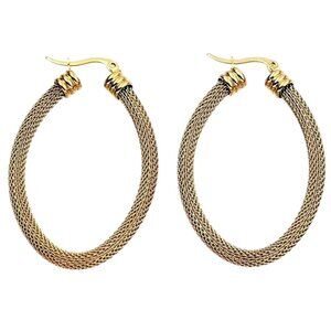 2 1/8 Inch 56mm Hoop Gold Tone Pierced Post Earrings